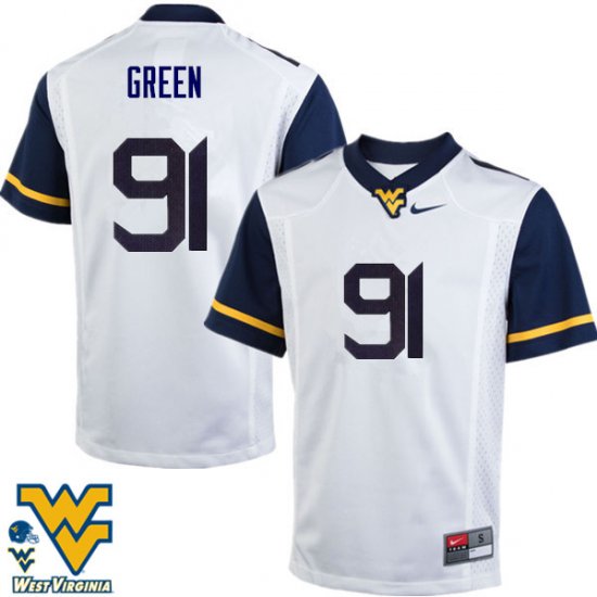 Men's West Virginia Mountaineers NCAA #91 Nate Green White Authentic Nike Stitched College Football Jersey OF15M48CU